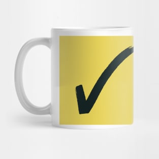 Black Check Mark On Yellow Background Mug